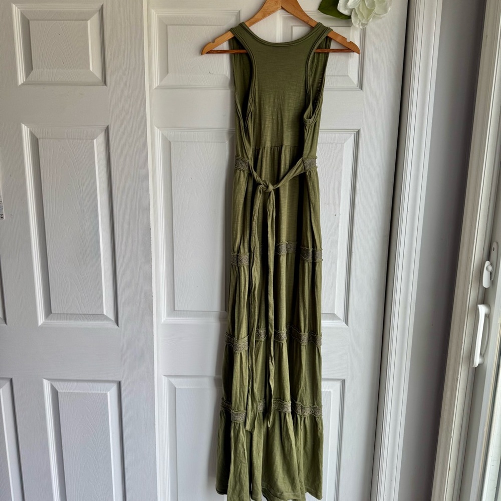Romeo & Juliet Couture Beaded Olive Green Tiered Maxi Sundress - Picture 7 of 10